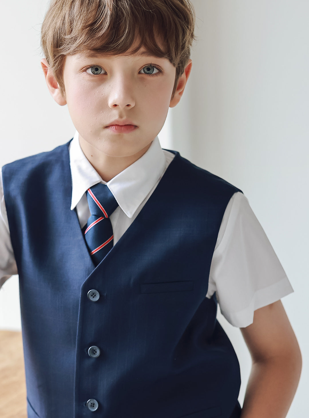 ボーイスーツ・子供スーツ・フォーマルスーツDRESCCOのネイビーシャドーチェック シングルブレスト3ピースセットの画像22