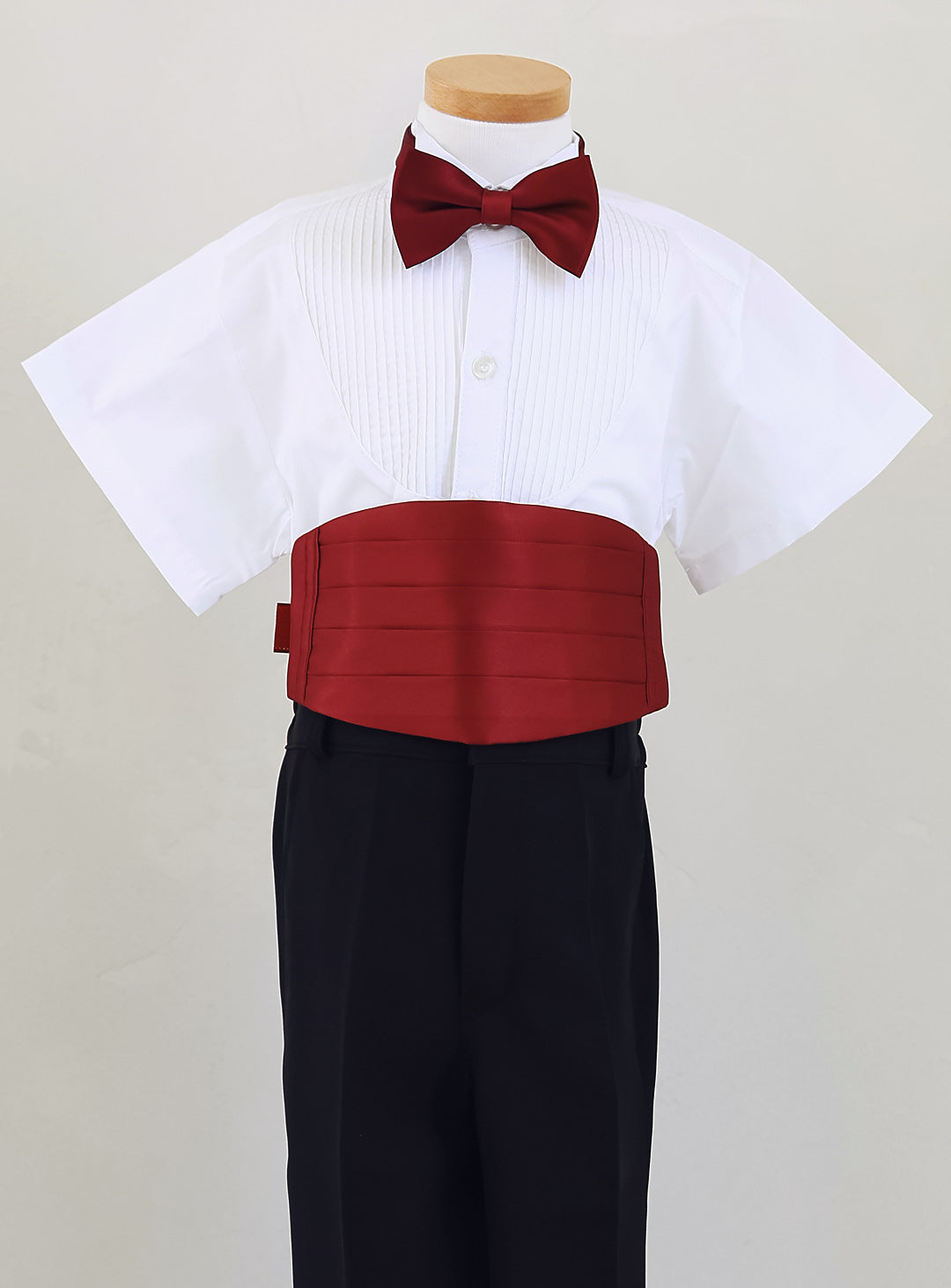 ベーシックブラックタキシードカマーバンド4ピースセット(タキシード上下+カマーバンド+蝶ネクタイ)