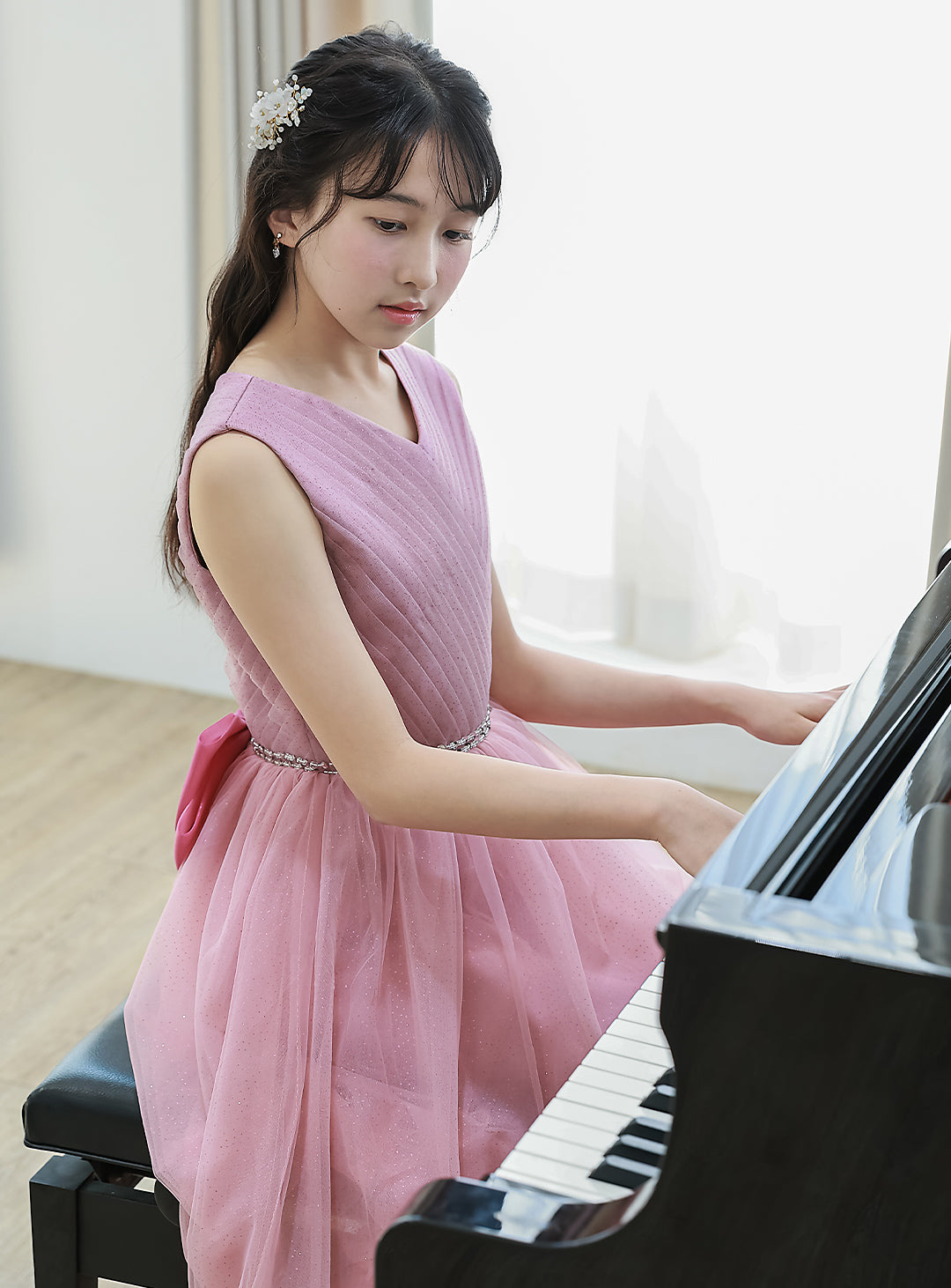 モーブローズチュールロングドレス