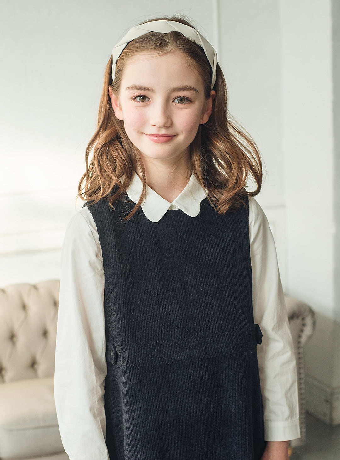 コーデュロイブラックワンピース