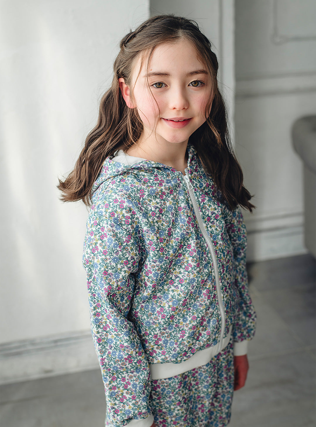 小花柄フーディセットアップ