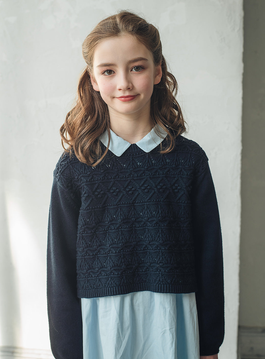 ニット×コットンワンピースセットアップ