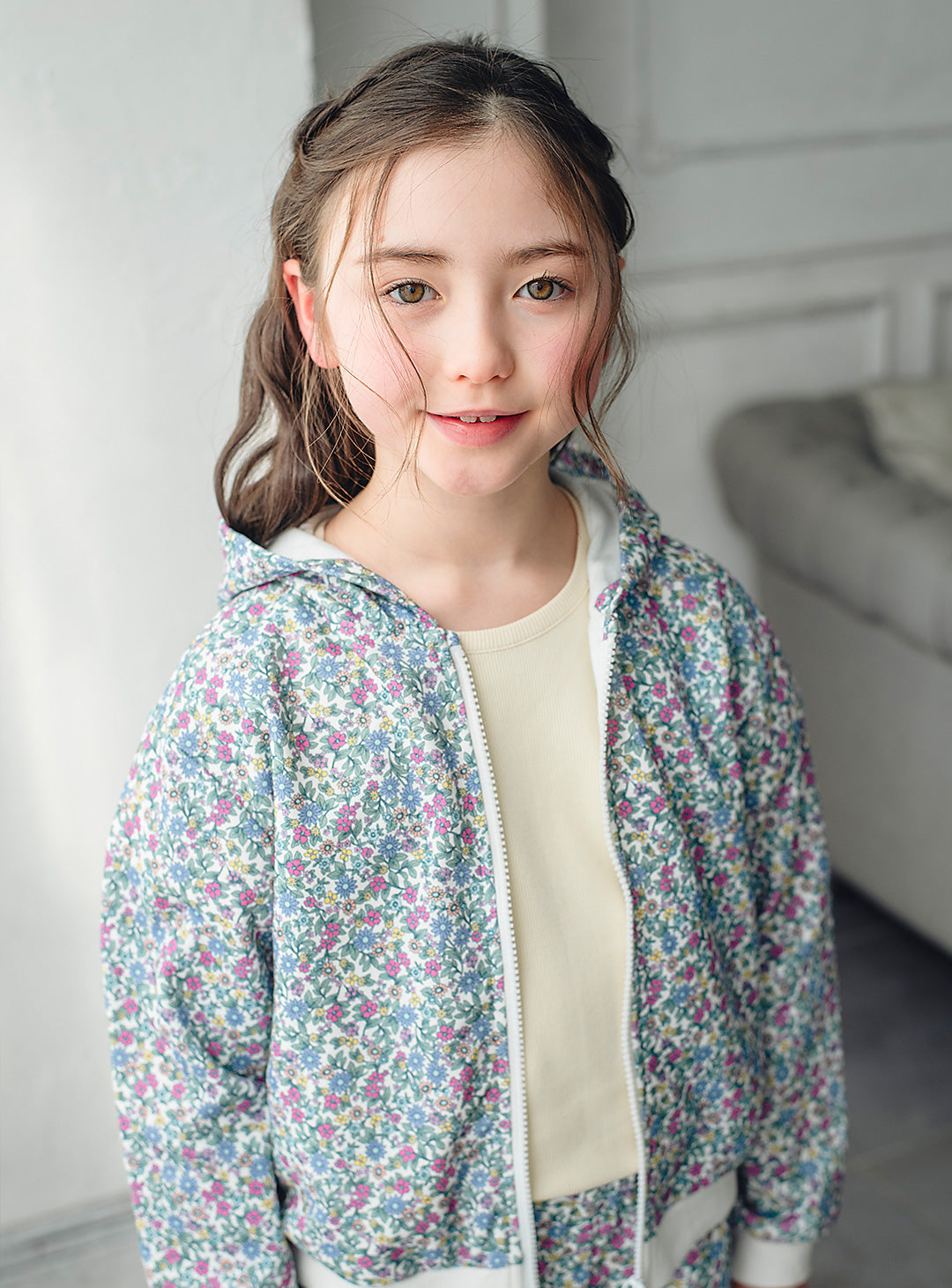 小花柄フーディセットアップ