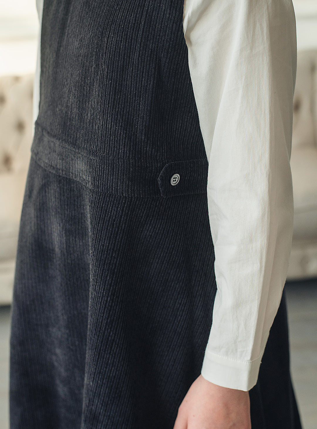 コーデュロイブラックワンピース