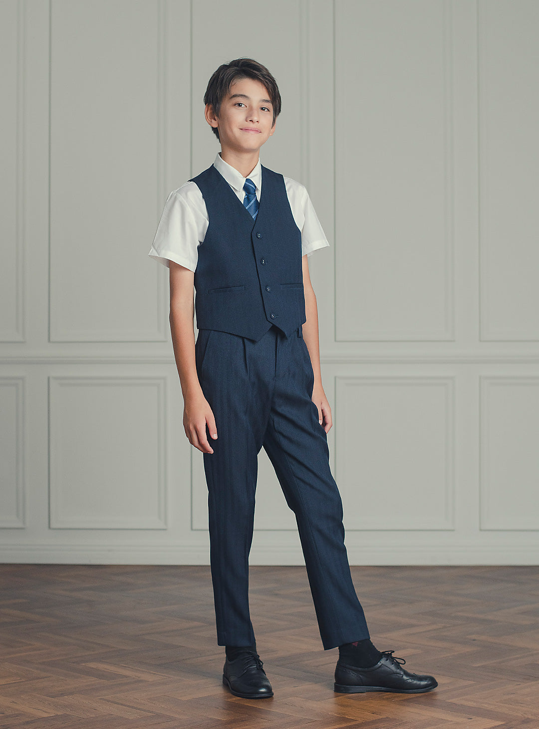 ダークネイビーダブルブレスト3ピースセット(ジャケット、ベスト、長ズボン)