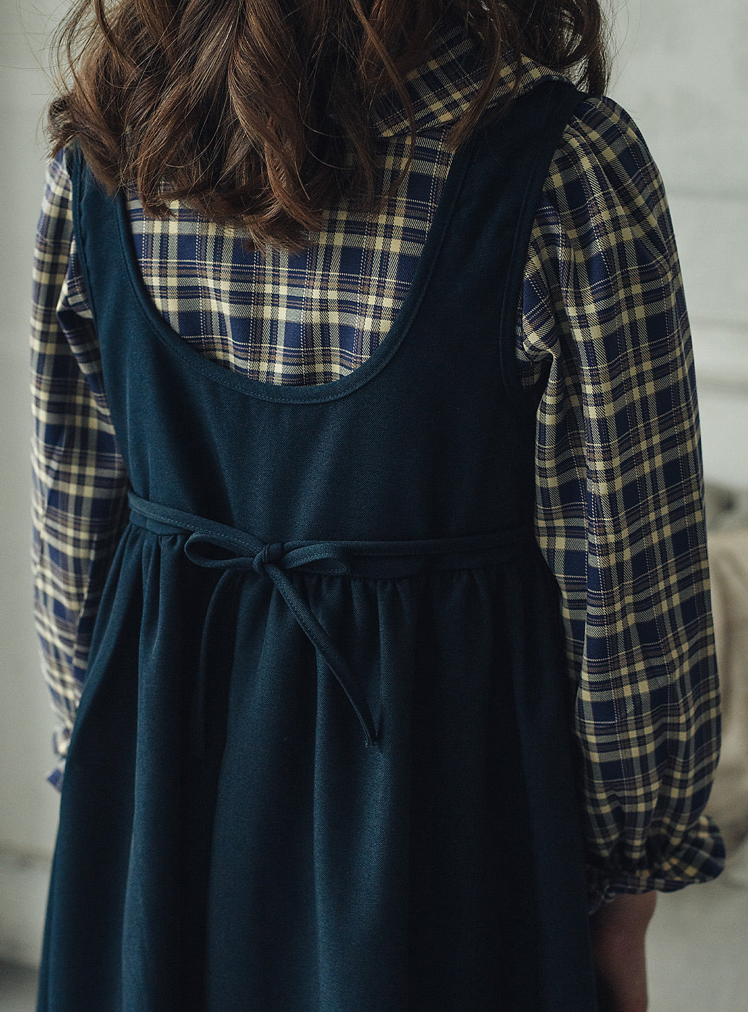 チェックブラウス×ジャンパースカートセットアップ