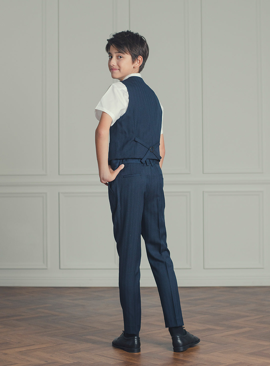 ダークネイビーダブルブレスト3ピースセット(ジャケット、ベスト、長ズボン)