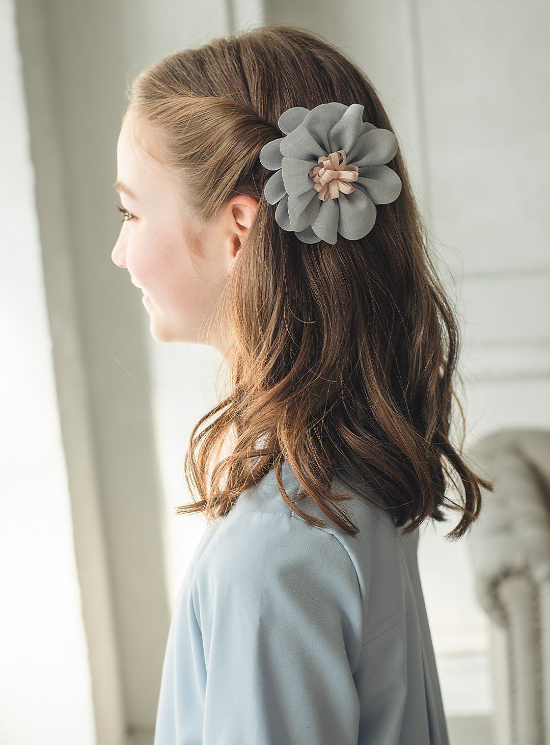 ブルーグレープリーツシャツワンピース