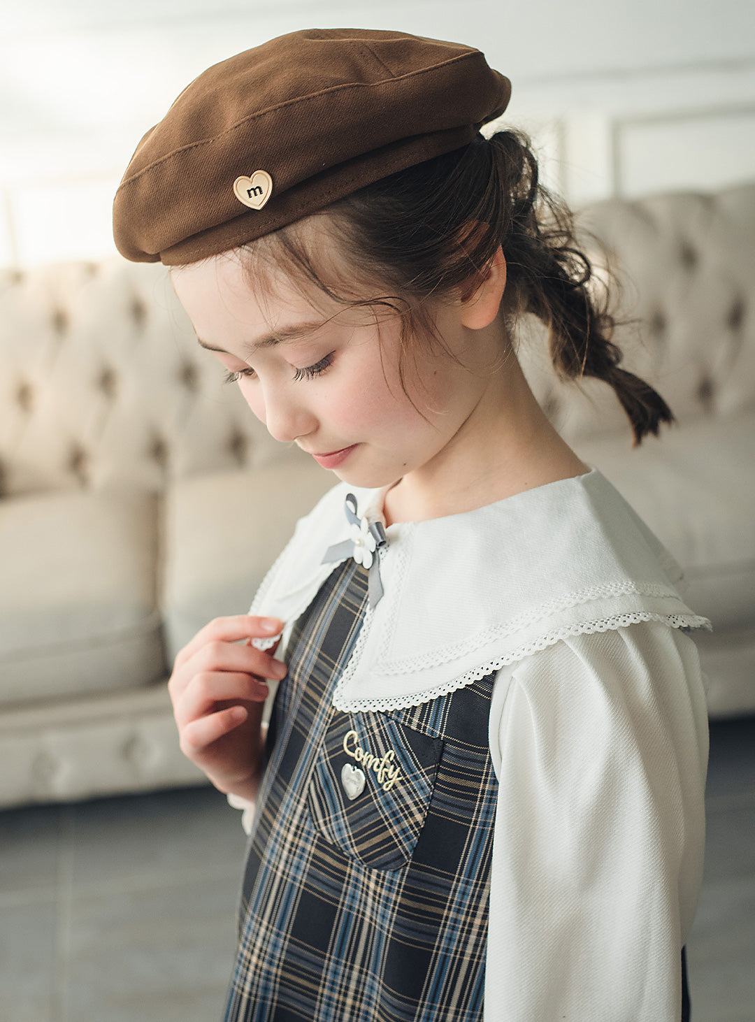 リディアネイビーチェックジャンパースカート