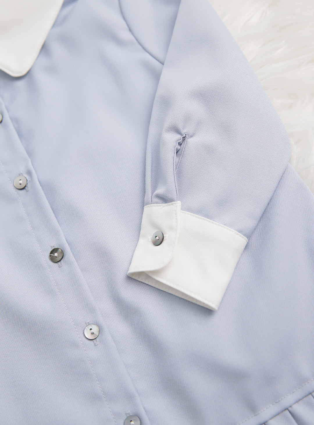 ブルーグレープリーツシャツワンピース