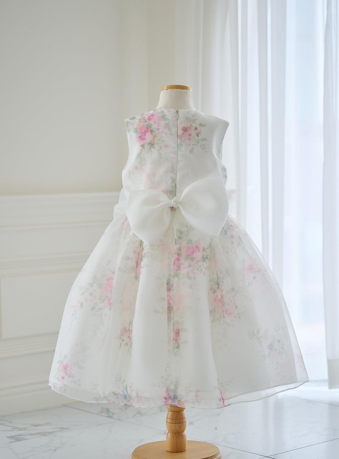 子供ドレス発表会・結婚式・おしゃれなDRESCCOのD-SU-211-1-ピンクフラワープリントオーガンジードレスの画像21