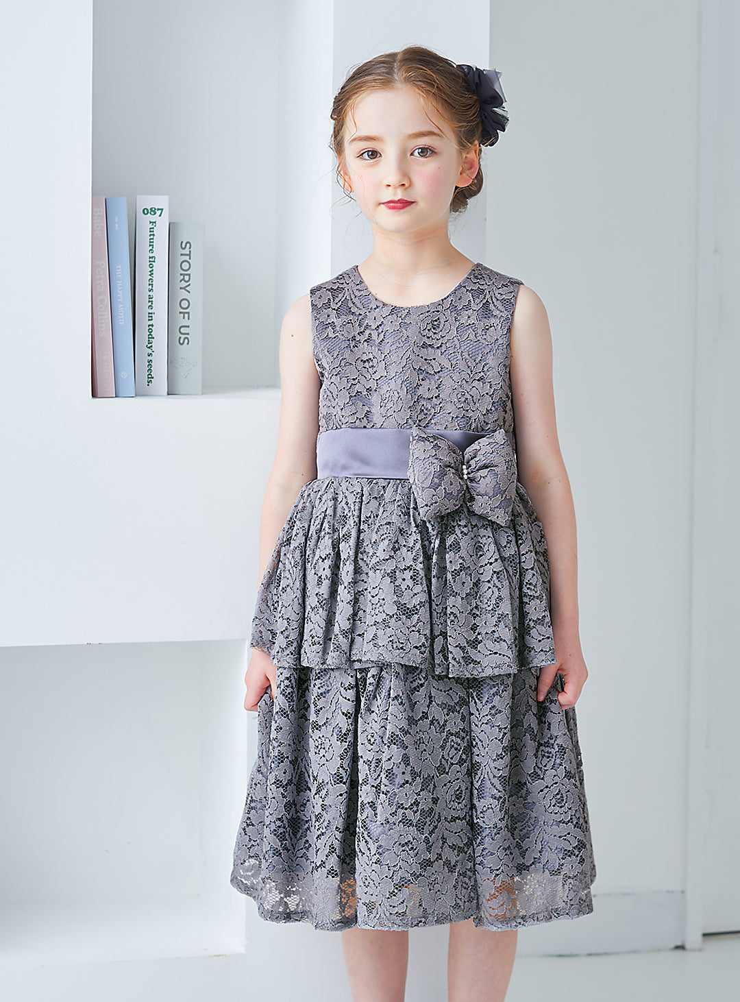 子供ドレス発表会・結婚式・おしゃれなDRESCCOのD-SU-143-フラワーケミカルレースグレードレスの画像8