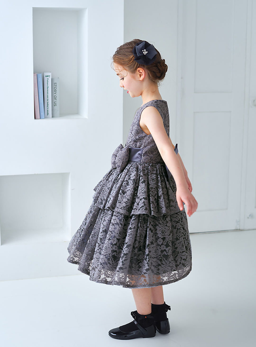 子供ドレス発表会・結婚式・おしゃれなDRESCCOのD-SU-143-フラワーケミカルレースグレードレスの画像9