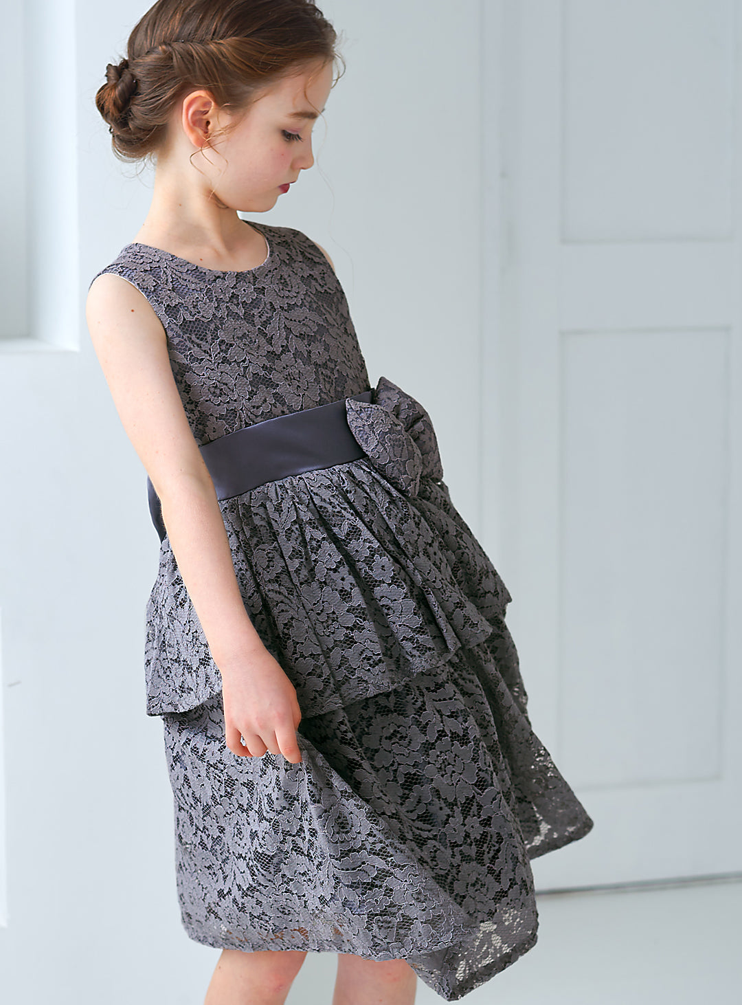 子供ドレス発表会・結婚式・おしゃれなDRESCCOのD-SU-143-フラワーケミカルレースグレードレスの画像11