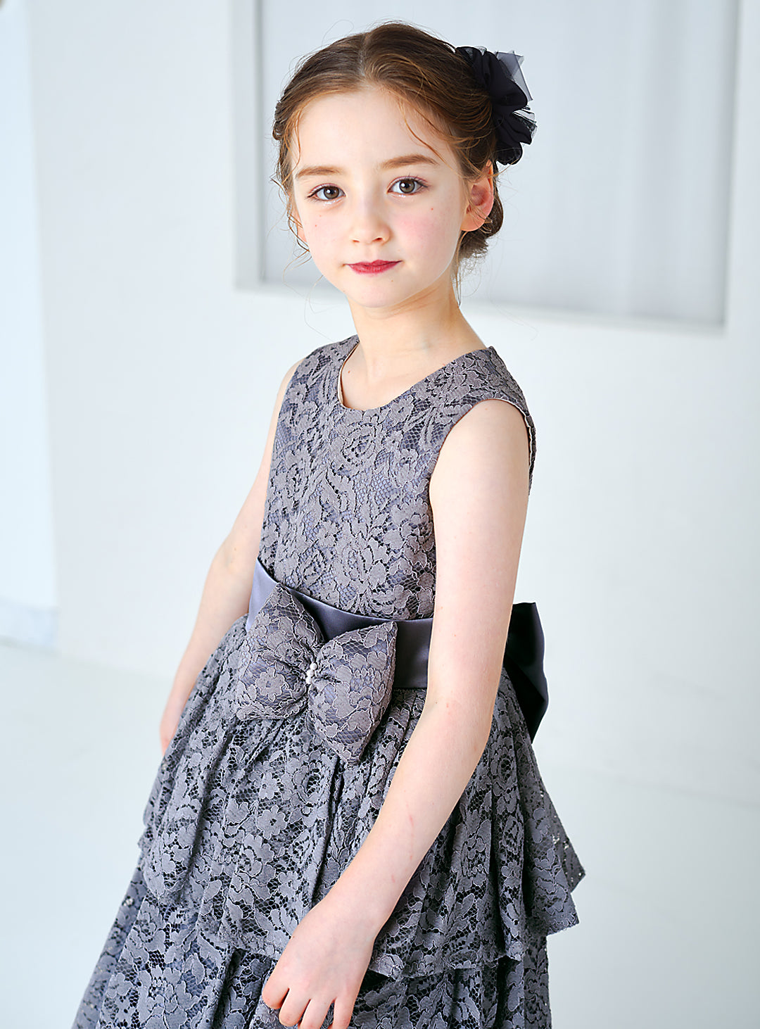 子供ドレス発表会・結婚式・おしゃれなDRESCCOのD-SU-143-フラワーケミカルレースグレードレスの画像12