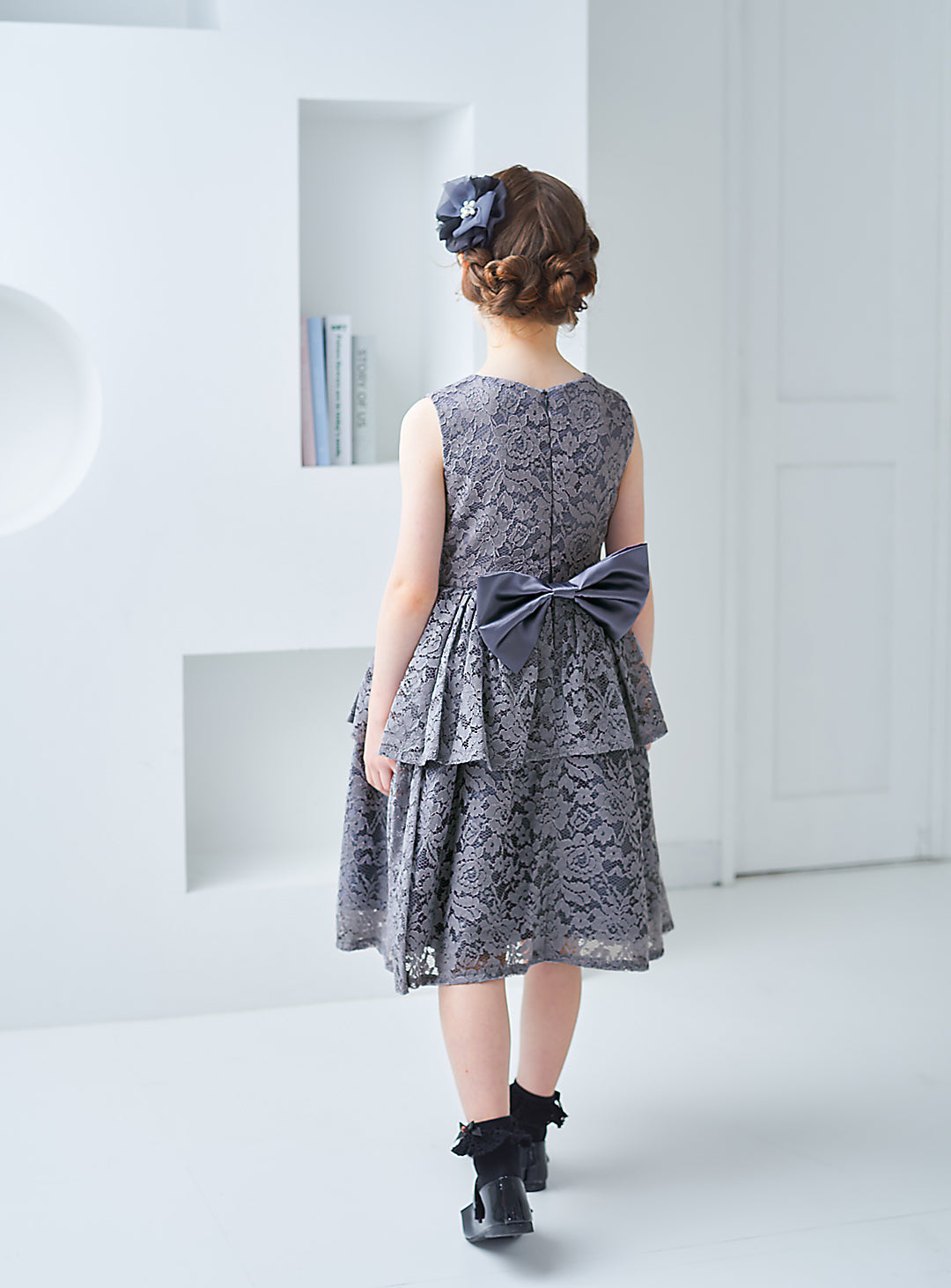 子供ドレス発表会・結婚式・おしゃれなDRESCCOのD-SU-143-フラワーケミカルレースグレードレスの画像14