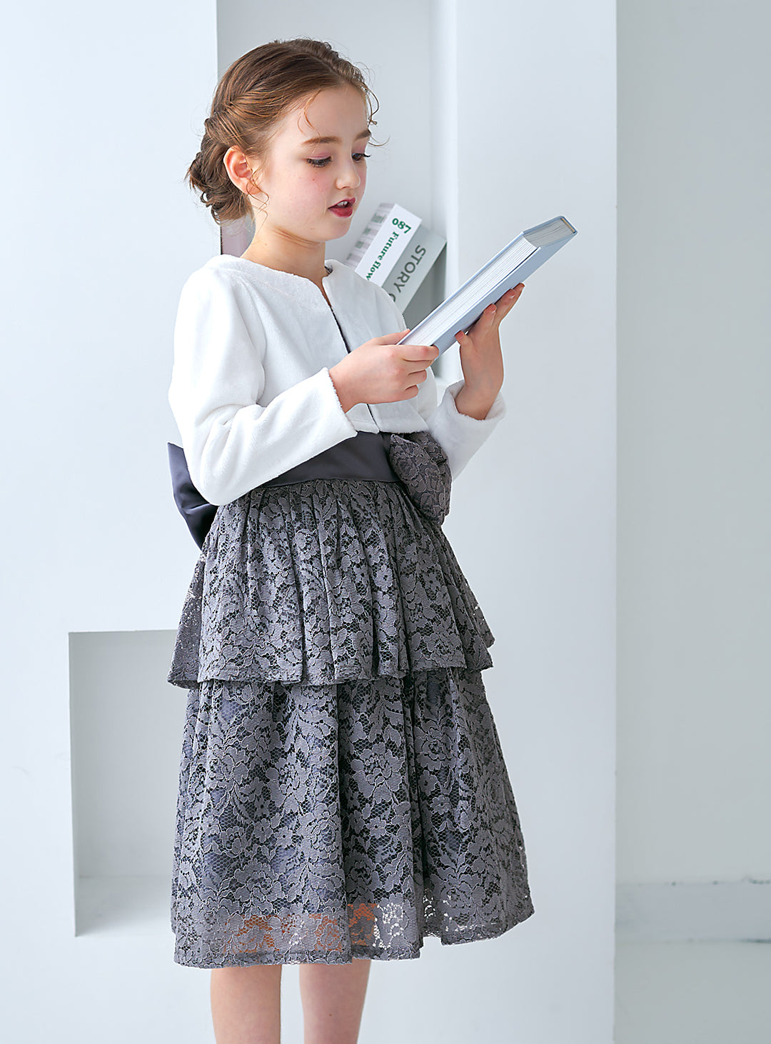 子供ドレス発表会・結婚式・おしゃれなDRESCCOのD-SU-143-フラワーケミカルレースグレードレスの画像17