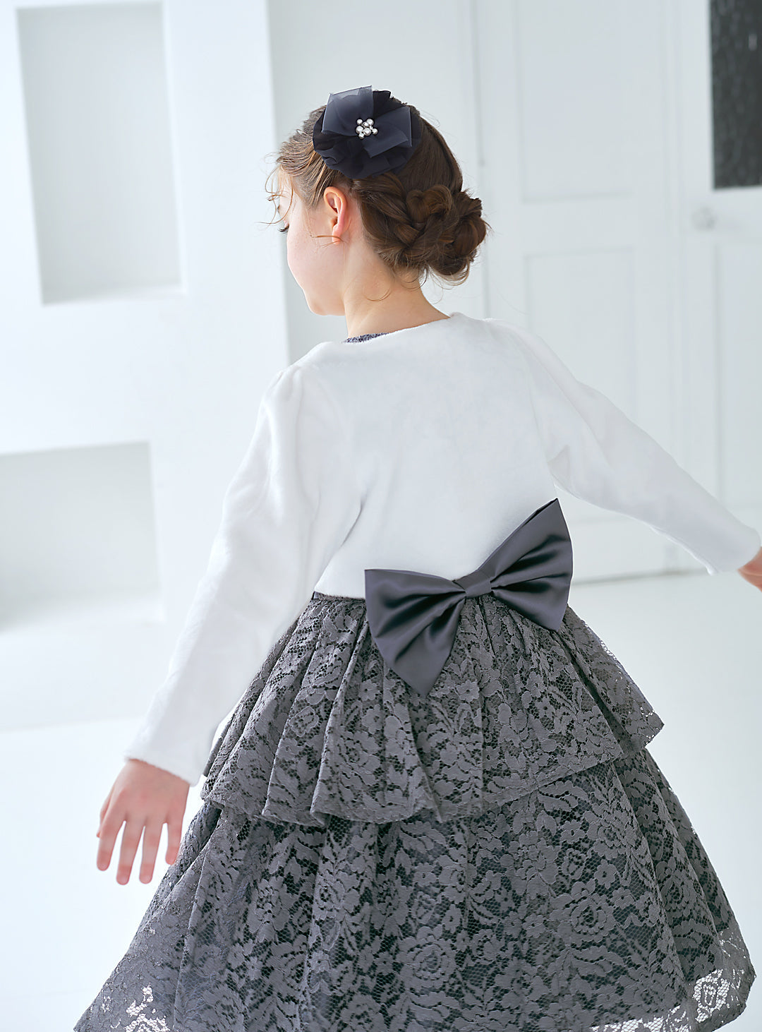 子供ドレス発表会・結婚式・おしゃれなDRESCCOのD-SU-143-フラワーケミカルレースグレードレスの画像19