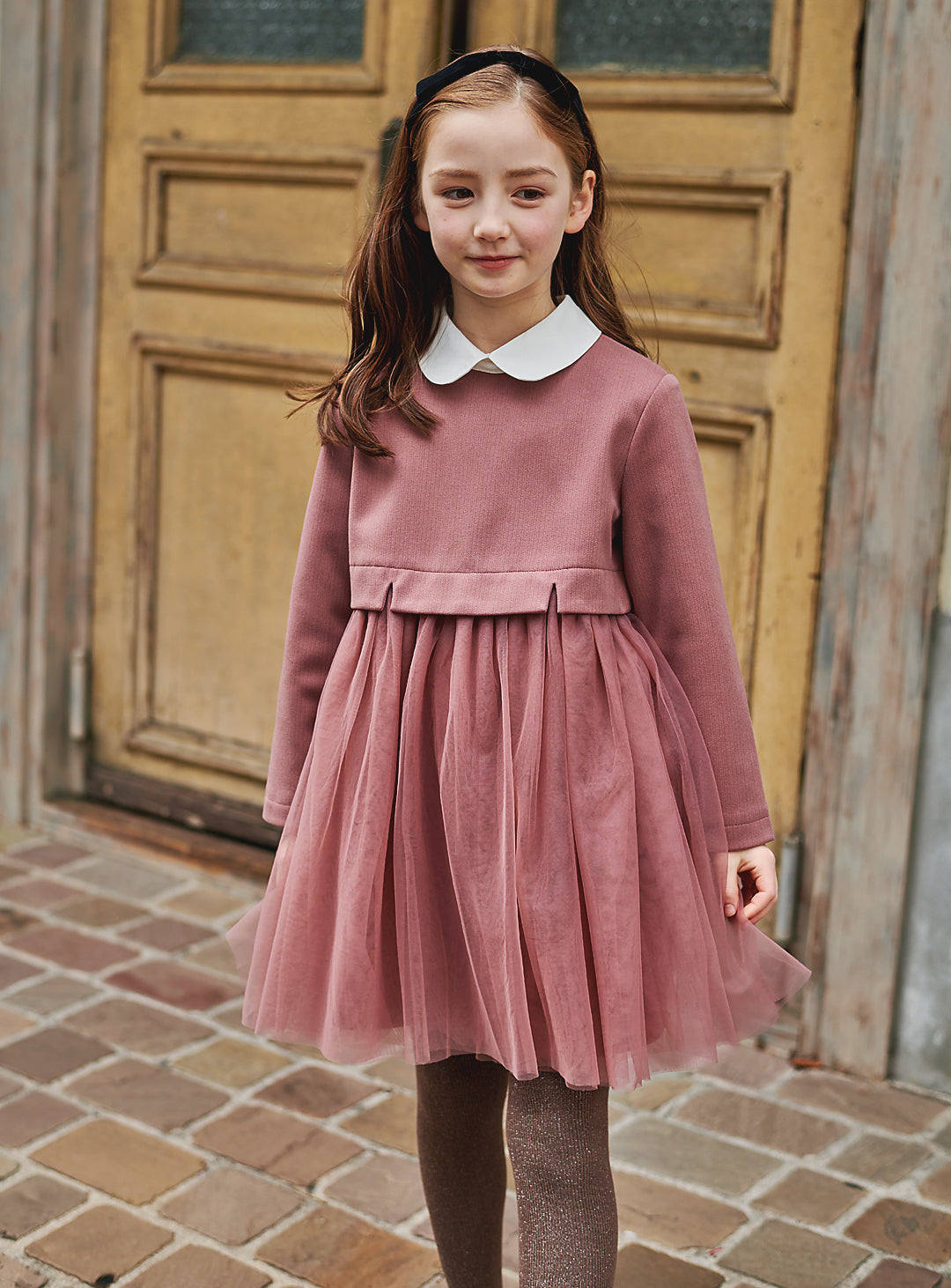 K9117 - ラウンドカラークラシックチュールレイヤードワンピース