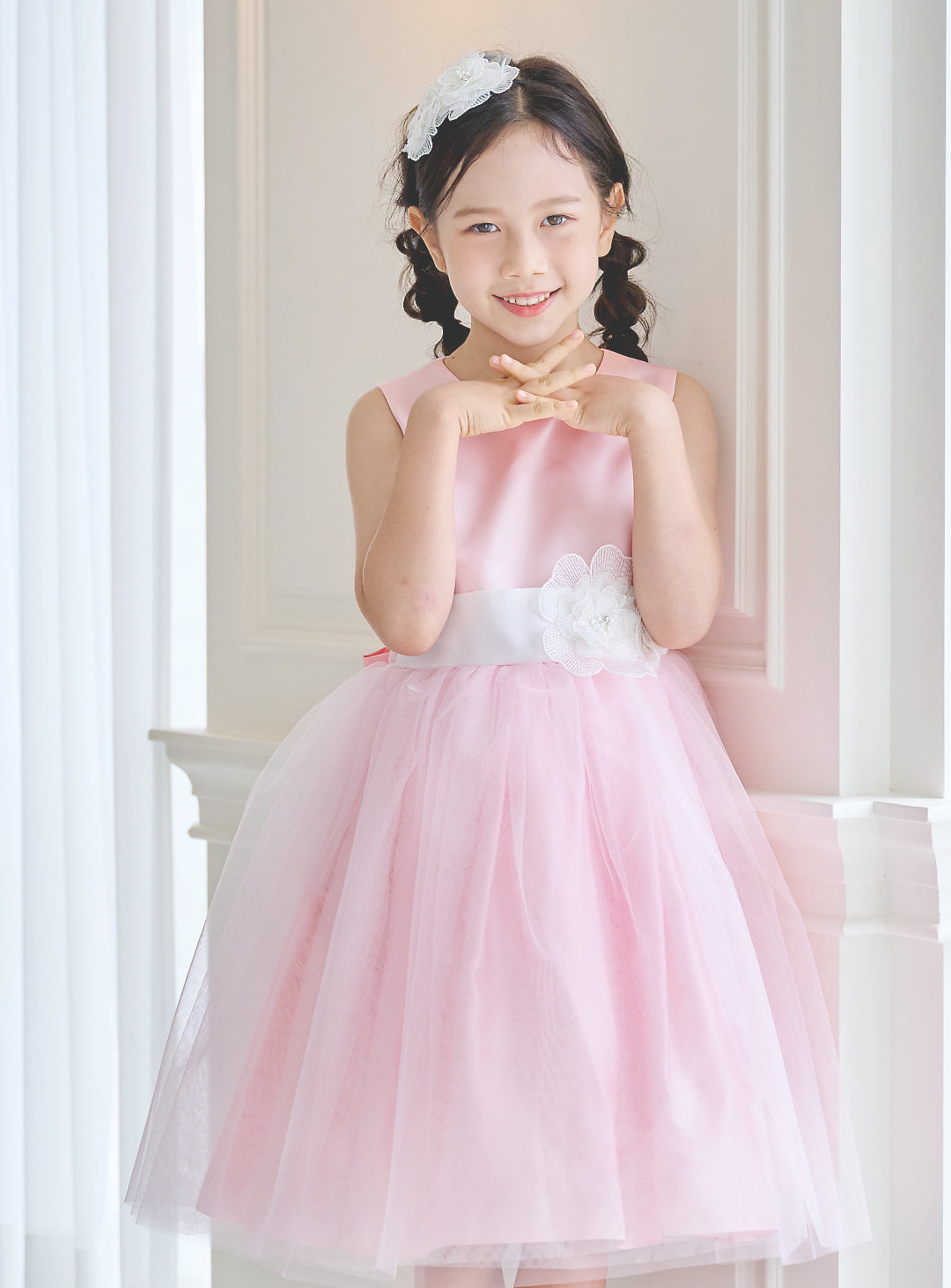 子供ドレス発表会・結婚式・おしゃれなDRESCCOのD-SU-57-2-ピンクフラワーリーフドレスの画像9