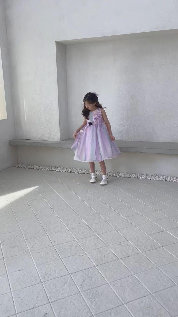 子供ドレス発表会・結婚式・おしゃれなDRESCCOのグラデーションパープルオーガンジードレスの画像19