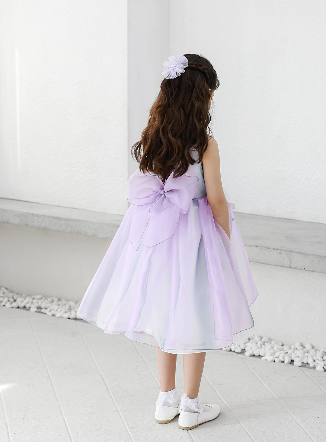 子供ドレス発表会・結婚式・おしゃれなDRESCCOのグラデーションパープルオーガンジードレスの画像6