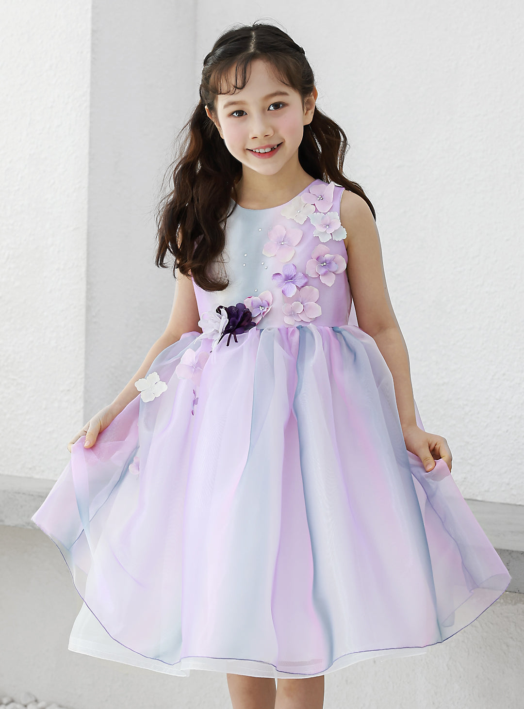 子供ドレス発表会・結婚式・おしゃれなDRESCCOのグラデーションパープルオーガンジードレスの画像8