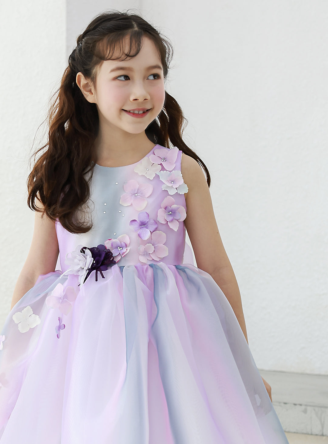 子供ドレス発表会・結婚式・おしゃれなDRESCCOのグラデーションパープルオーガンジードレスの画像9