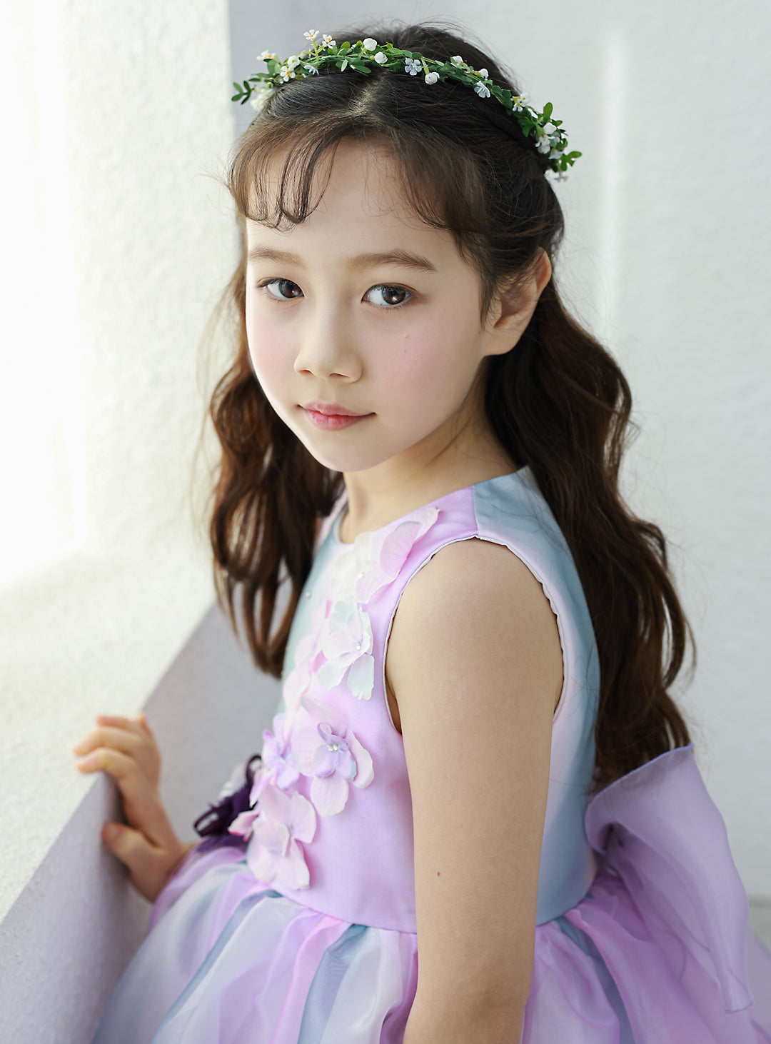 子供ドレス発表会・結婚式・おしゃれなDRESCCOのグラデーションパープルオーガンジードレスの画像12
