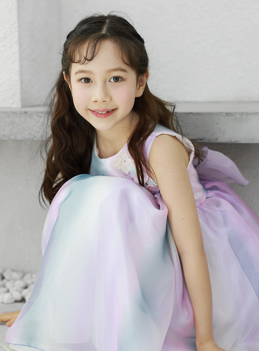 子供ドレス発表会・結婚式・おしゃれなDRESCCOのグラデーションパープルオーガンジードレスの画像13