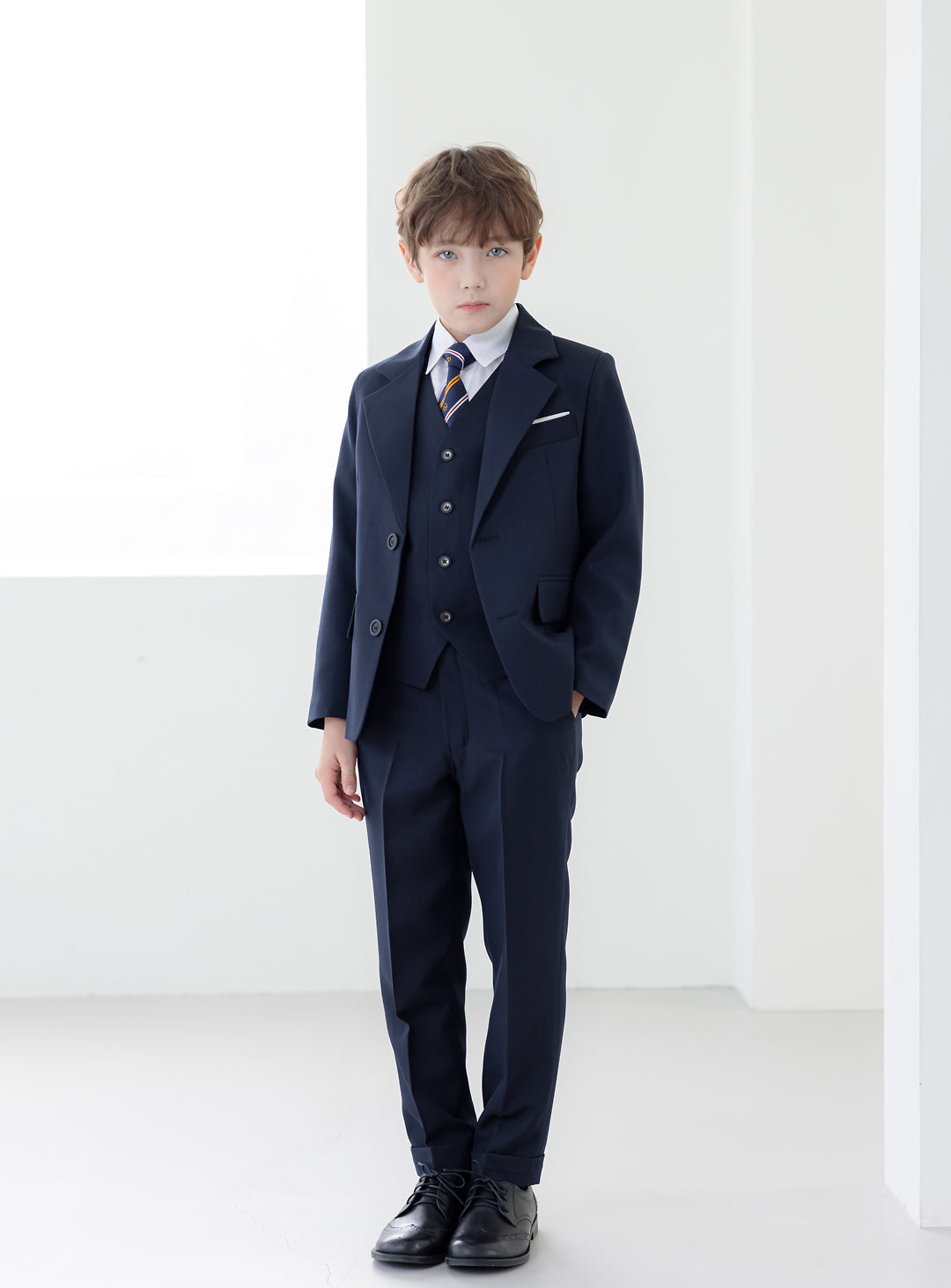 Eddy 海军蓝单排扣三件套长裤套装(外套、马甲和长裤)
