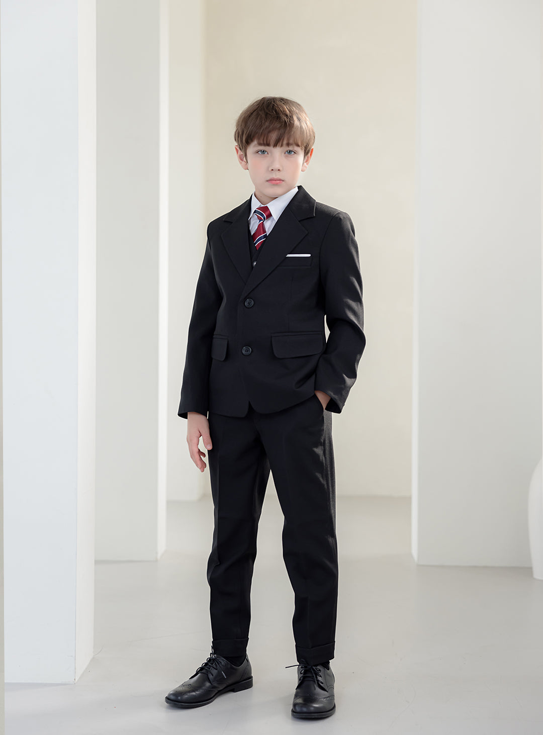 ☆未使用級☆160 男の子 フォーマルスーツ セットアップ 黒 3ピース 
