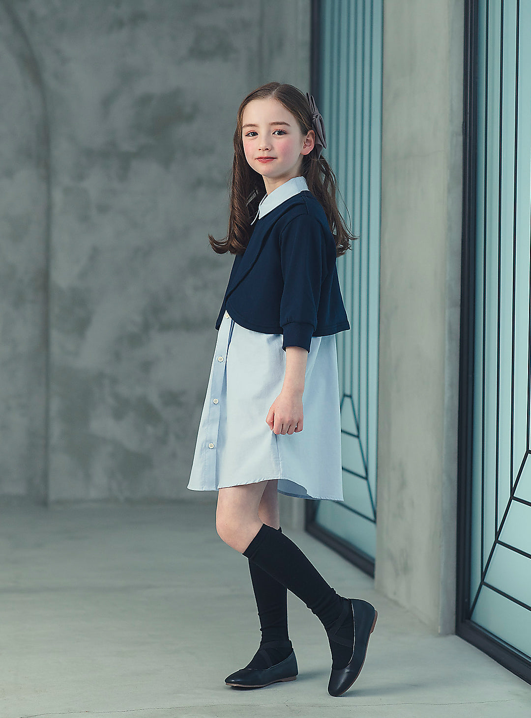 K2020 - ケープ風レイヤードシャツワンピースセット