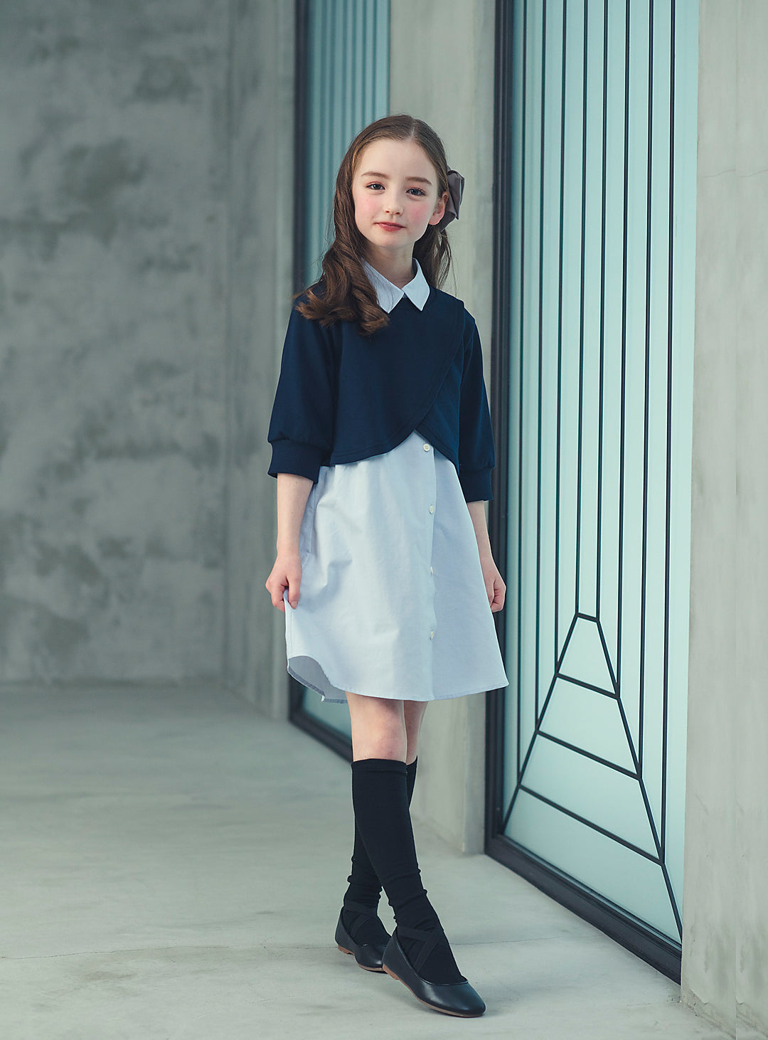 K2020 - ケープ風レイヤードシャツワンピースセット