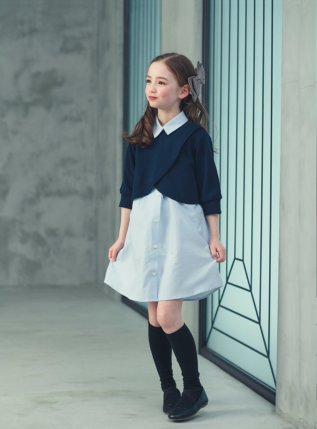 K2020 - ケープ風レイヤードシャツワンピースセット