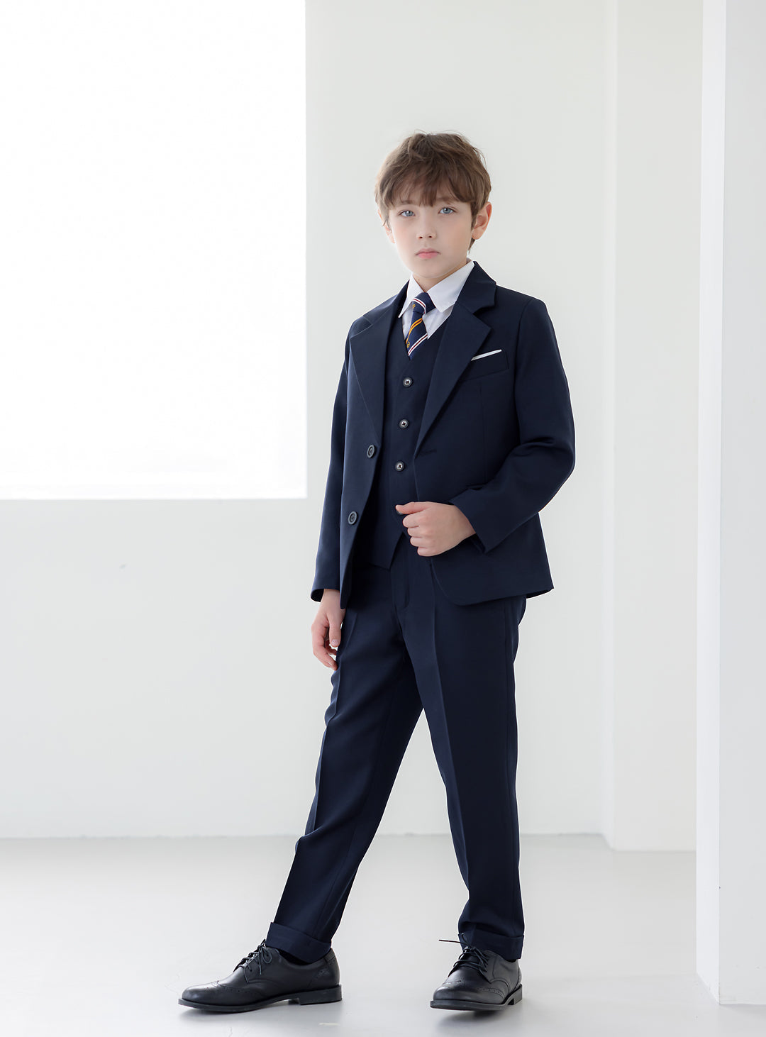 Eddy 海军蓝单排扣三件套长裤套装(外套、马甲和长裤)