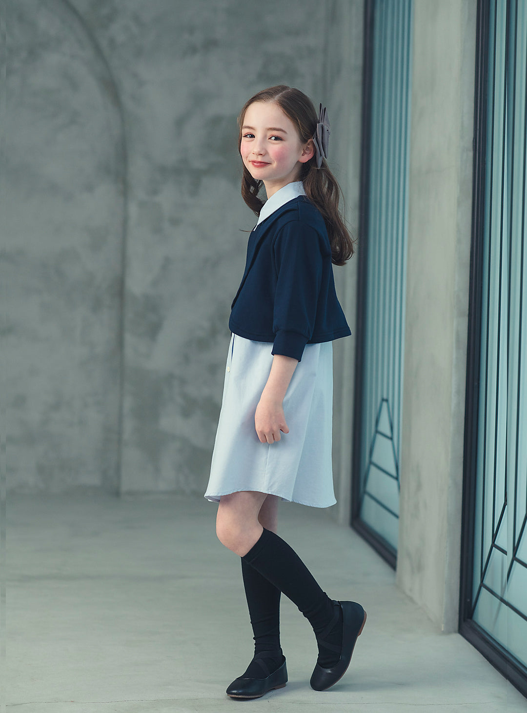 K2020 - ケープ風レイヤードシャツワンピースセット