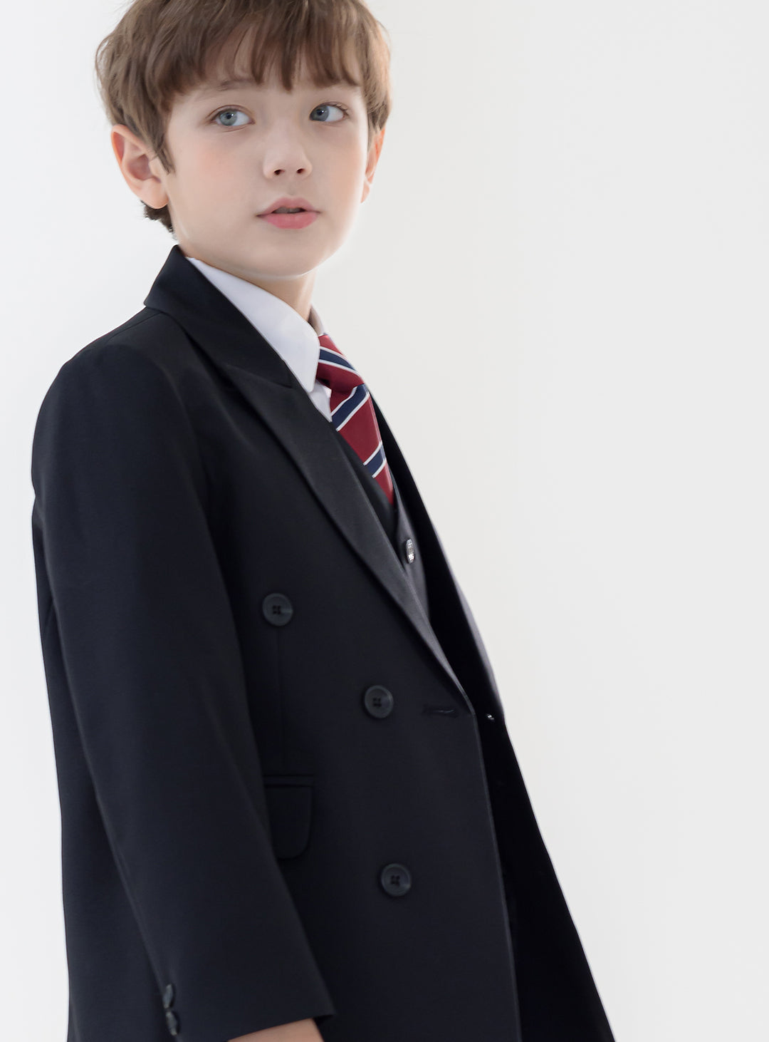 獅子座黑色雙排扣長褲組3件組(外套、背心、長褲)