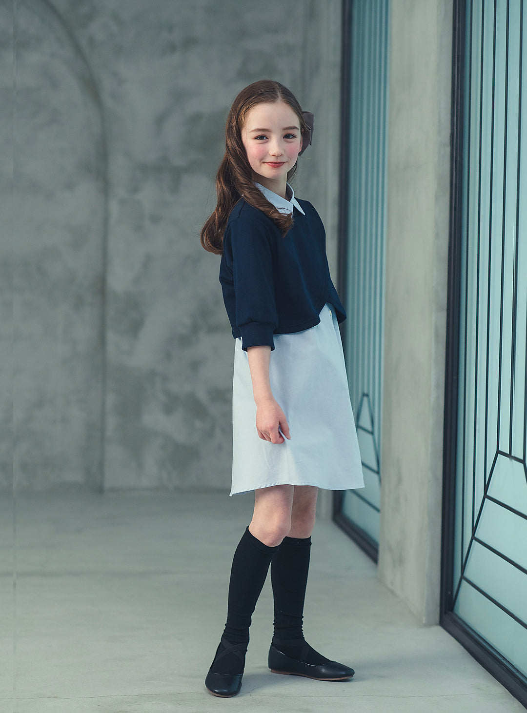 K2020 - ケープ風レイヤードシャツワンピースセット