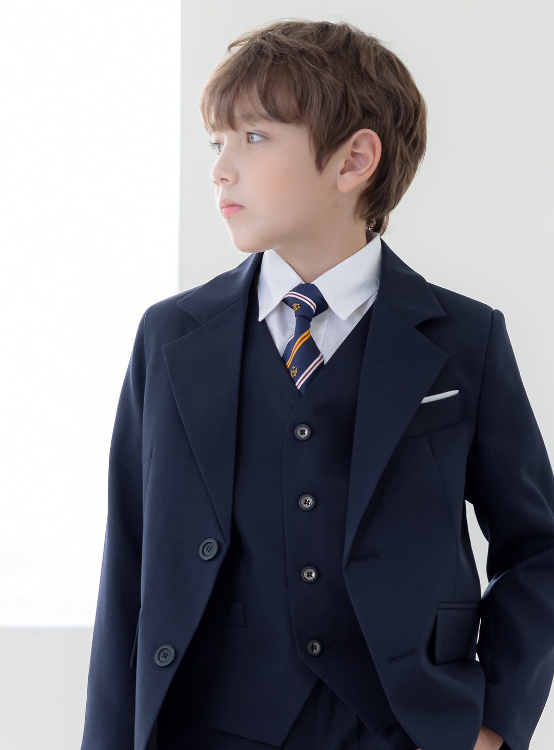 Eddy 海军蓝单排扣三件套长裤套装(外套、马甲和长裤)
