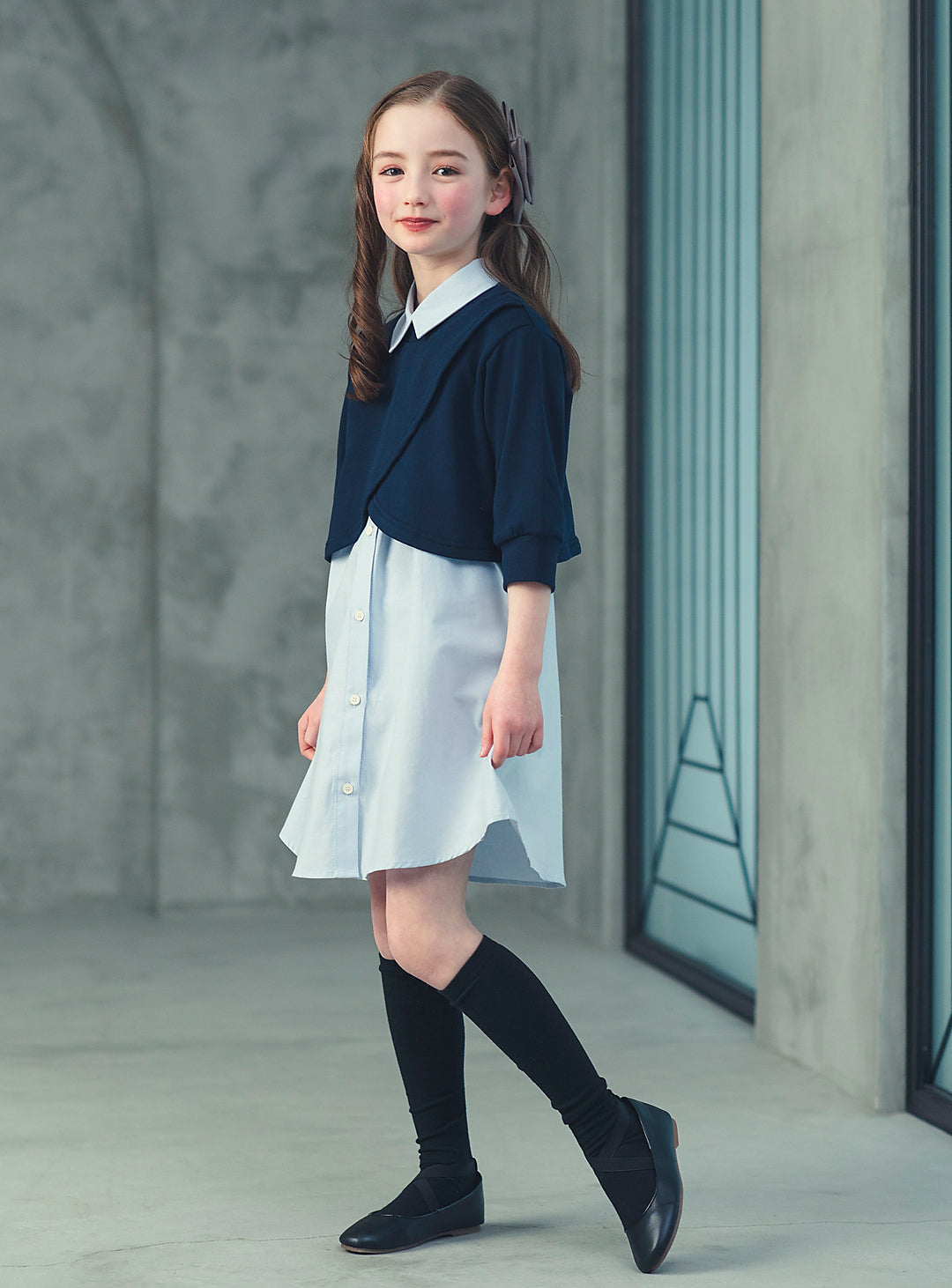 K2020 - ケープ風レイヤードシャツワンピースセット