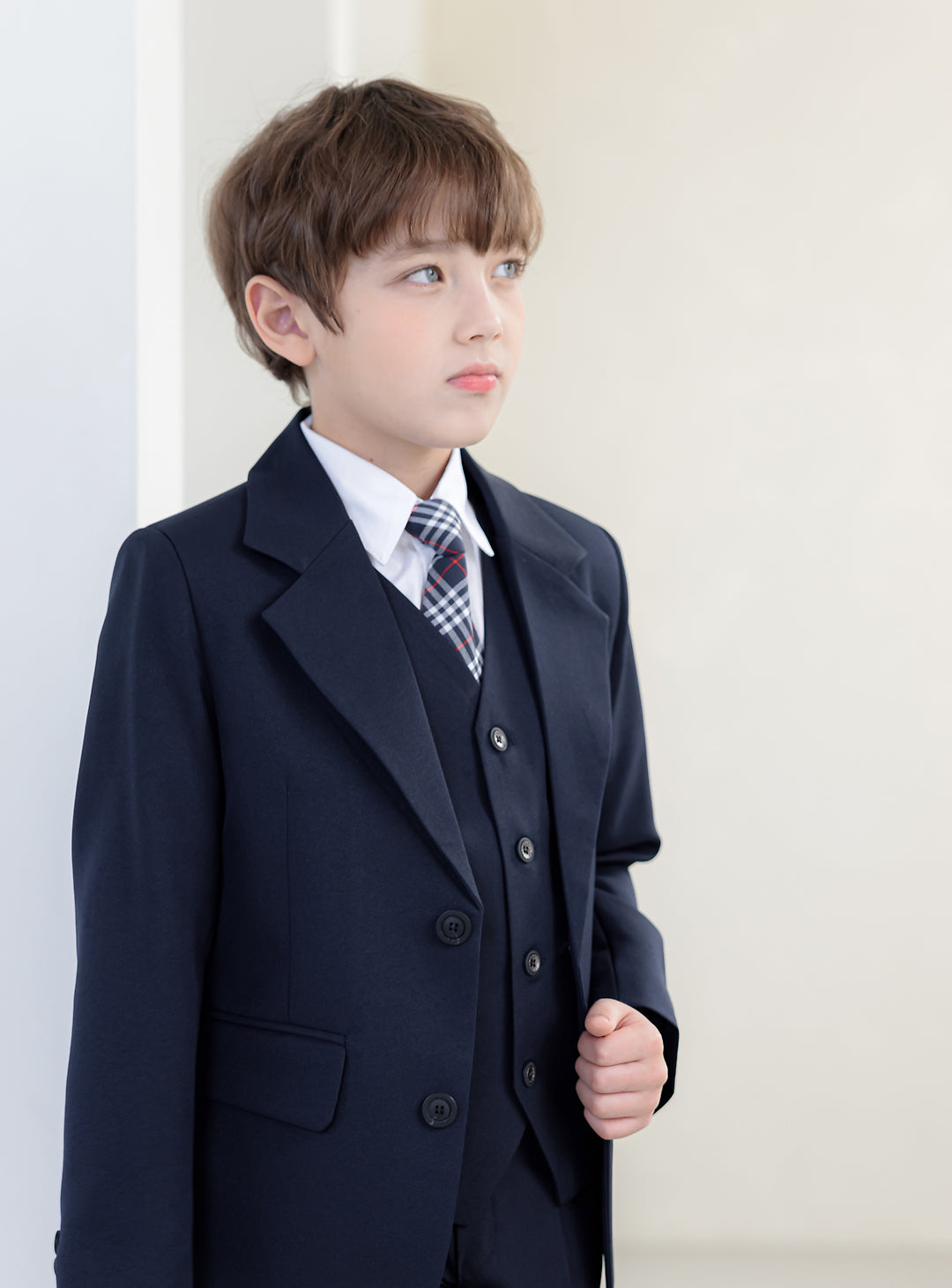 Eddy 海軍藍單排扣短褲套裝 3 件組(夾克、背心、短褲)