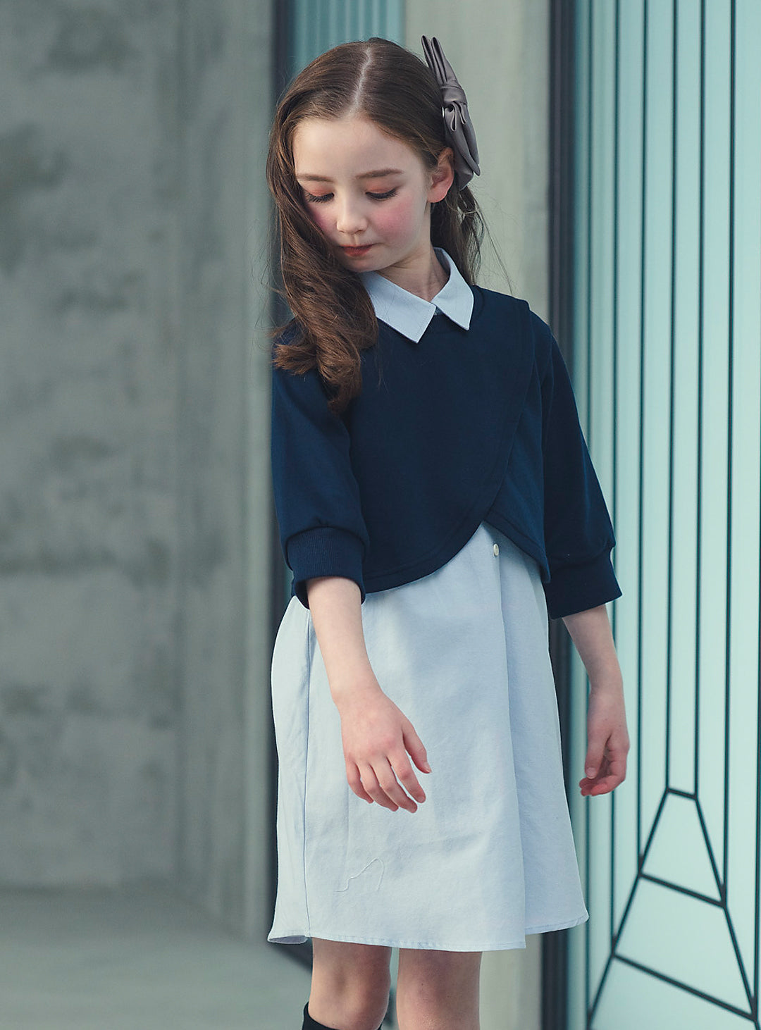 K2020 - ケープ風レイヤードシャツワンピースセット