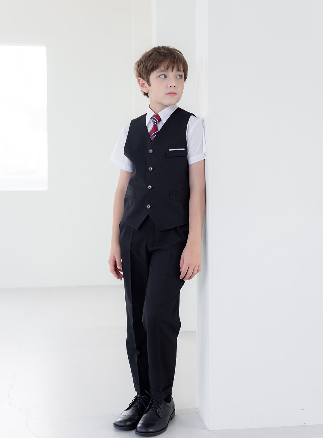 獅子座黑色雙排扣長褲組3件組(外套、背心、長褲)