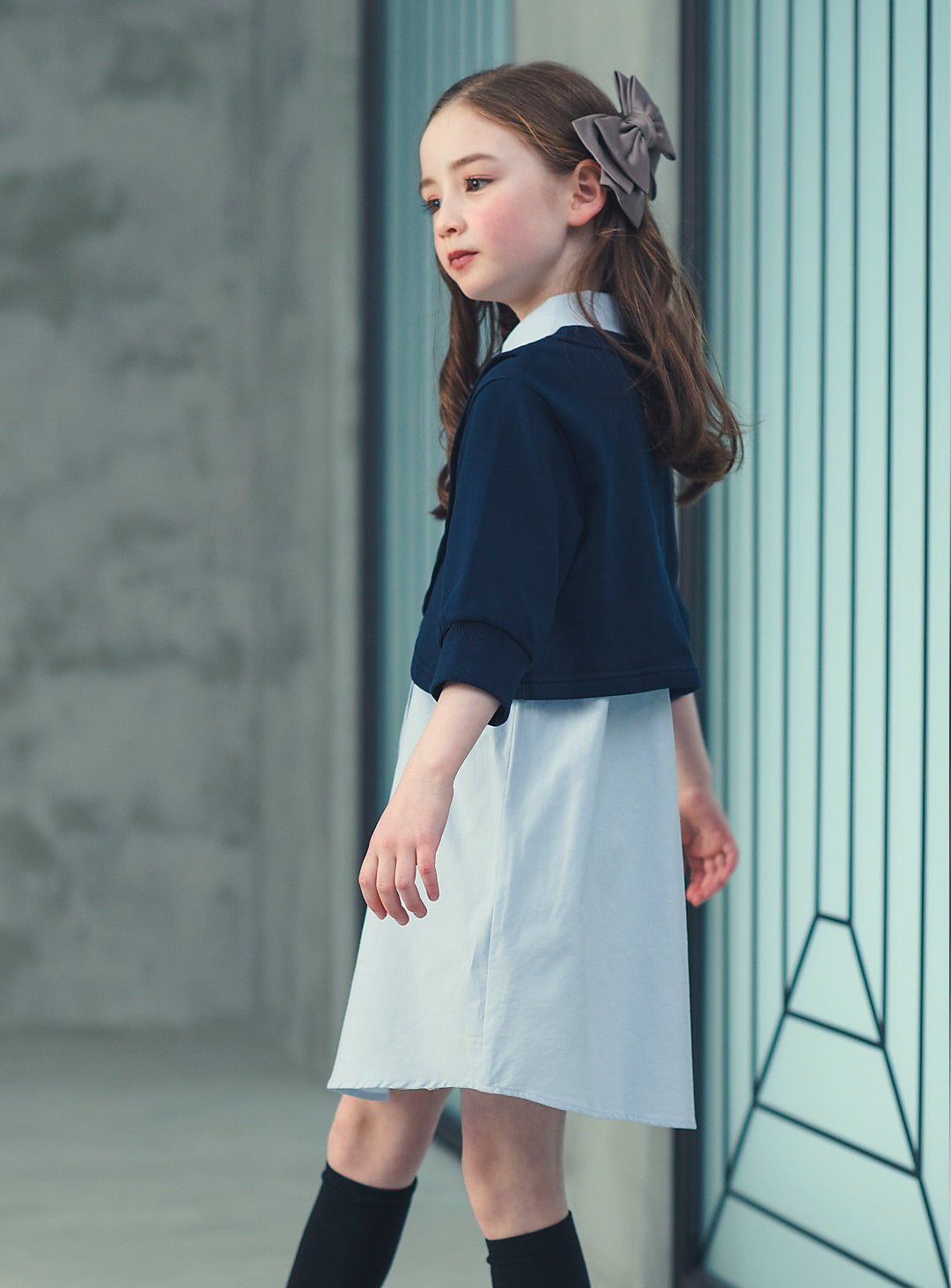 K2020 - ケープ風レイヤードシャツワンピースセット