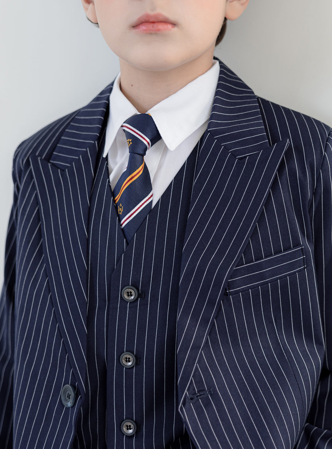 泰德條紋長褲套裝三件組(外套、背心、長褲)