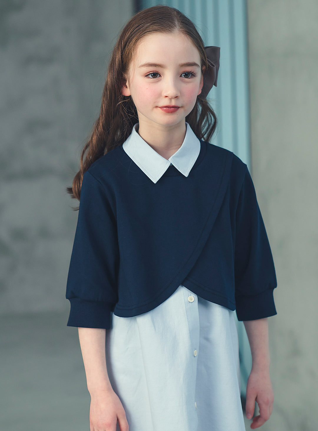 K2020 - ケープ風レイヤードシャツワンピースセット