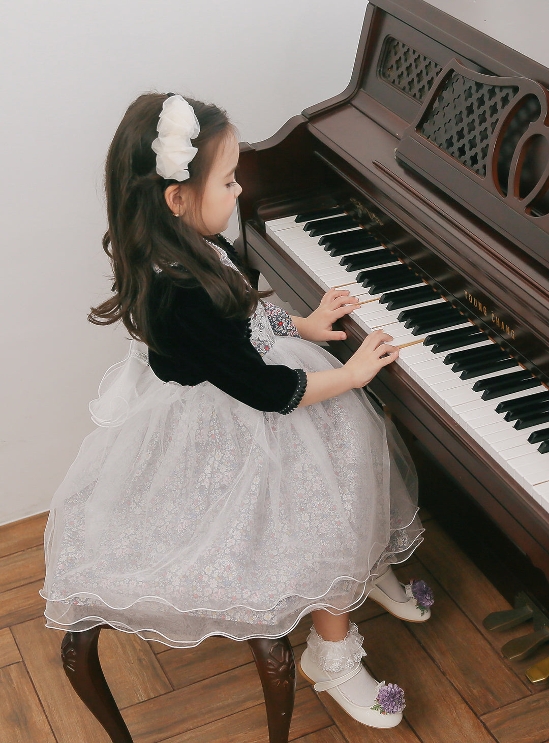 子供ドレス発表会・結婚式・おしゃれなDRESCCOのD-SU-130-16-ミニフラワーコットンチュールドレスの画像11