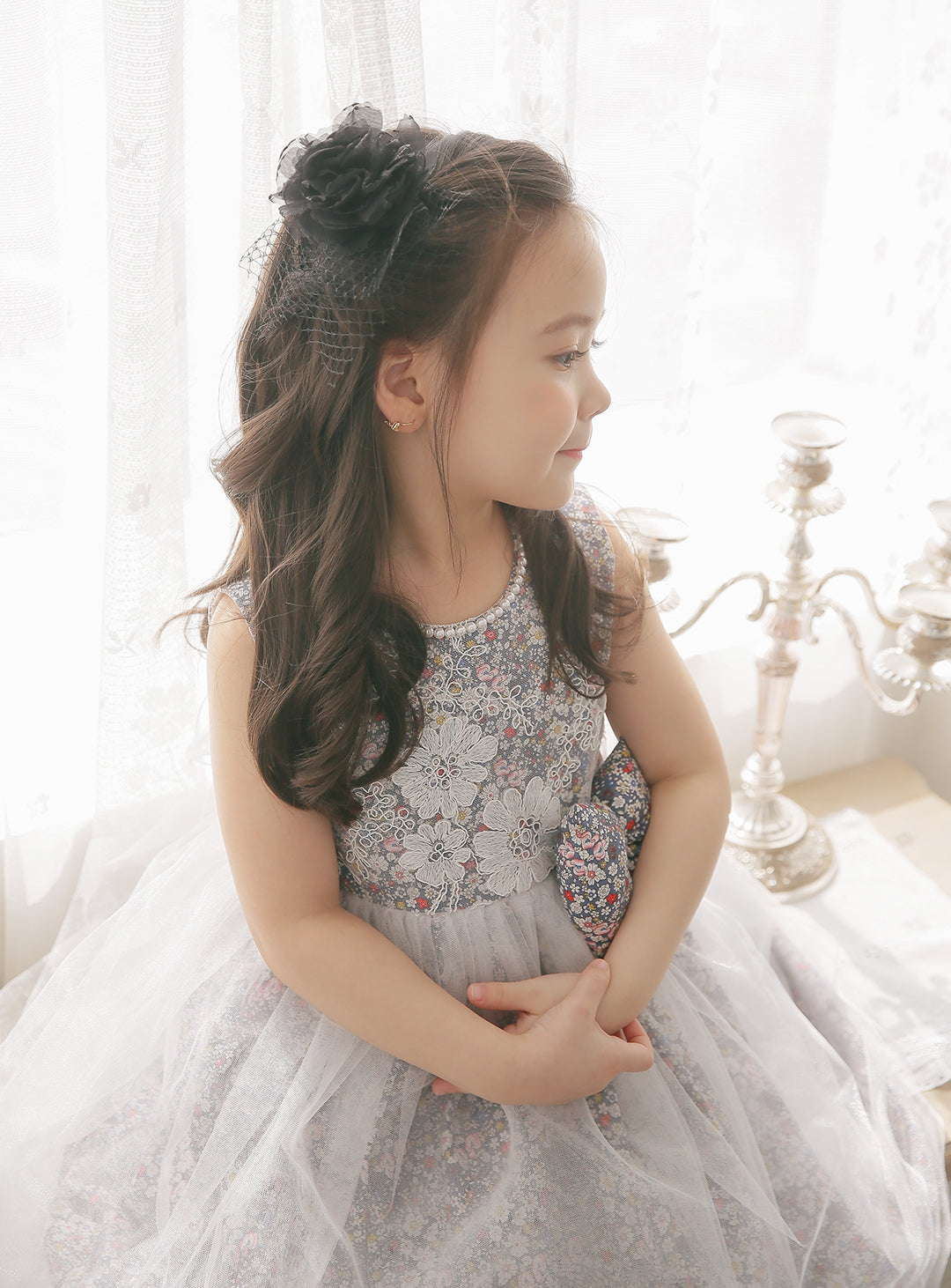 子供ドレス発表会・結婚式・おしゃれなDRESCCOのD-SU-130-11-ミニフラワーコットンチュールドレスの画像6
