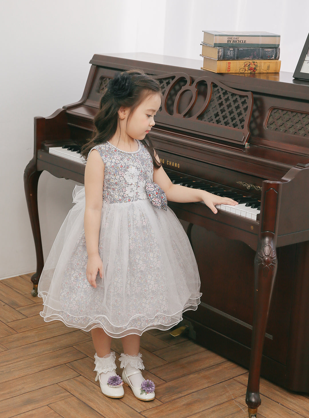 子供ドレス発表会・結婚式・おしゃれなDRESCCOのD-SU-130-12-ミニフラワーコットンチュールドレスの画像7